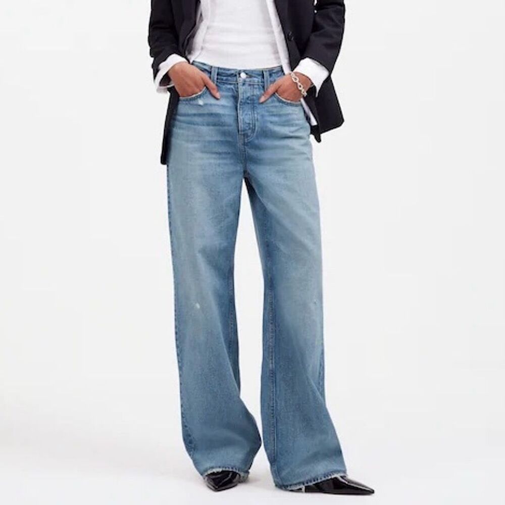 Madewell Women's Low-Slung Baggy Jeans Size 28 Blue Wide-Leg Denim